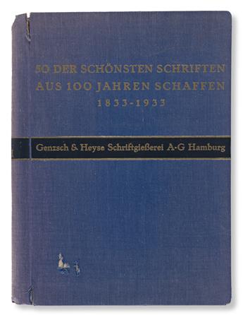 [SPECIMEN BOOK--GENZSCH & HEYSE, HAMBURG]. 50 der Schönsten Schriften aus 100 Jahren Schaffen 1833-1933. Hamburg: Genzsch & Heyse, 1933